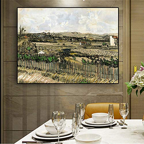 XHIPAS Laminas para Cuadros Cosecha En Provenza A La Izquierda Montmajour por Van Gogh Pintura sobre Lienzo Posters para Pared Cuadros De Arte De Pared 50x70cm x1 Sin Marco