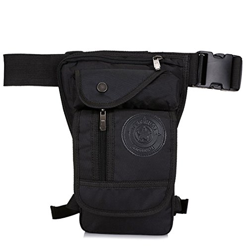 Xieben Nylon Táctica Bolsa De Pierna para Hombre Mujere Motocicleta Crossbody Hombro Bolso de Cintura Riñonera Fanny Pack Paquete Montar Viajes Senderismo Ciclismo Táctico Negro