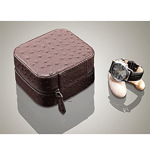 XJJZS Caja de reloj-reloj caso del recorrido de cuero portable con cremallera reloj de la caja de almacenaje del caso de exhibición Organizador, el mejor regalo for los hombres, las mujeres