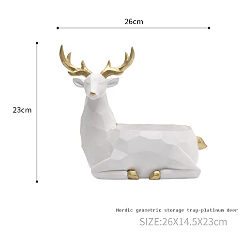 XRHM Decoraciones nórdicas para el hogar, Bandeja de Joyas de Dibujos Animados, Almacenamiento de Joyas Bandeja de casa Adornos Decorativos Platinum Deer