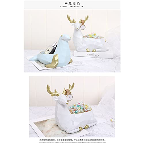 XRHM Decoraciones nórdicas para el hogar, Bandeja de Joyas de Dibujos Animados, Almacenamiento de Joyas Bandeja de casa Adornos Decorativos Platinum Deer