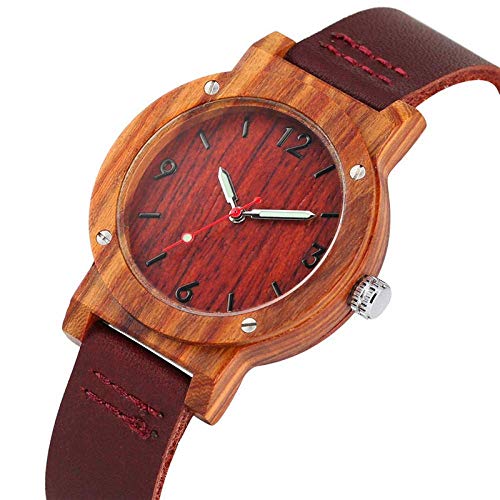 XYSQWZ Reloj De Madera Cómodo Caso De Cereza Hecho A Mano Reloj De Madera Mujeres Elegantes Relojes De Madera De Cuarzo para Dama Correa De Cereza Moda Digital Nuevo