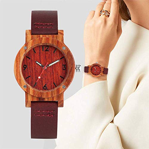 XYSQWZ Reloj De Madera Cómodo Caso De Cereza Hecho A Mano Reloj De Madera Mujeres Elegantes Relojes De Madera De Cuarzo para Dama Correa De Cereza Moda Digital Nuevo