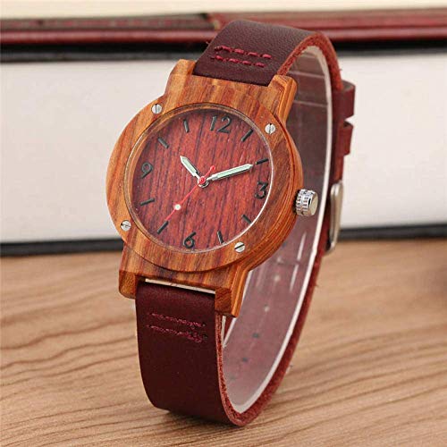 XYSQWZ Reloj De Madera Cómodo Caso De Cereza Hecho A Mano Reloj De Madera Mujeres Elegantes Relojes De Madera De Cuarzo para Dama Correa De Cereza Moda Digital Nuevo