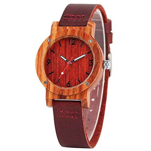 XYSQWZ Reloj De Madera Cómodo Caso De Cereza Hecho A Mano Reloj De Madera Mujeres Elegantes Relojes De Madera De Cuarzo para Dama Correa De Cereza Moda Digital Nuevo