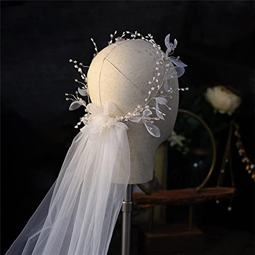 YAOLUU Tiara de la Boda de la Novia Velo de Novia Nupcial Hecho a Mano con Peine Guirnalda romántica Corolla Temperamento Velo Bridal joyería Accesorios Accesorios para el Cabello de Boda