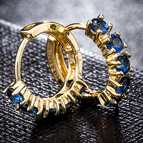 YAZILIND 18 k chapado en oro joyer¨ªa exquisita ronda pendientes aro abrazos para mujeres cubic zirconia cristal elemento de joyer¨ªa de la boda (azul)