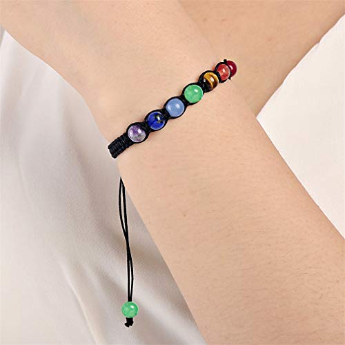 YAZILIND Piedra Natural Yoga energía Trenzado 7 Chakra Pulsera curativa Reiki Yoga Regalos(#1)