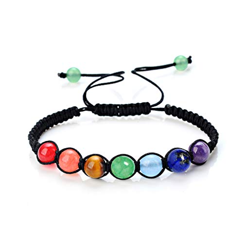 YAZILIND Piedra Natural Yoga energía Trenzado 7 Chakra Pulsera curativa Reiki Yoga Regalos(#1)