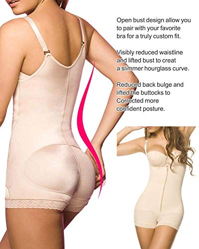 YIANNA Body Faja Reductora Mujer Colombiana sin Costuras Shapewear Bodysuit Corset Reductor Fajas Reductoras Moldeadoras Abdomen Beige , 7102 Size L