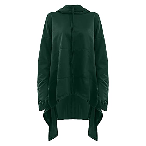 yiouyisheng Poncho para mujer, chal, chal, capa con capucha, dobladillo irregular, pañuelo con mangas, sudadera larga con capucha y cordón, verde, M