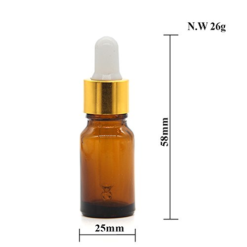 Yizhao Dorado Frasco Cuentagotas Cristal 10ml, Botellas Cuentagotas con [Pipeta Cuentagotas Cristal], para Aceite Esencial, Masaje,Fragancia, Aromaterapia, Laboratorio - 12Pcs