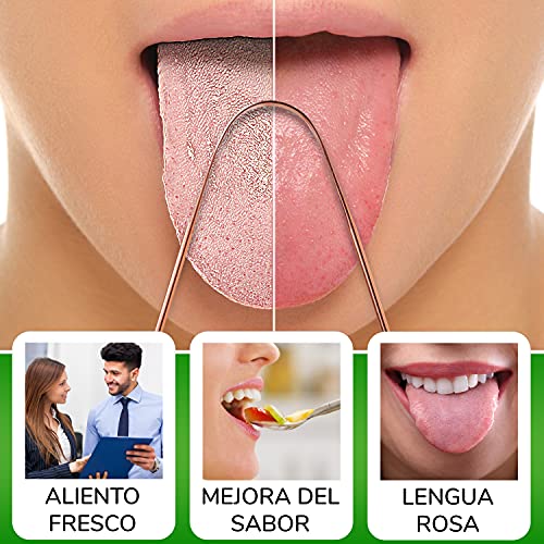 YogaMedic Limpiador de Lengua de cobre [2x] - 100% cobre, naturalmente Anti-Microbiano para combatir el mal aliento - Raspador de lengua - tongue scraper