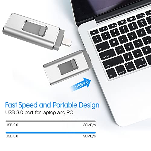 YOHU 256GB Pendrive para Phone Photo Stick Memoria USB para Phone y Pad Android Laptops Flash Drive Expansión (Plata)