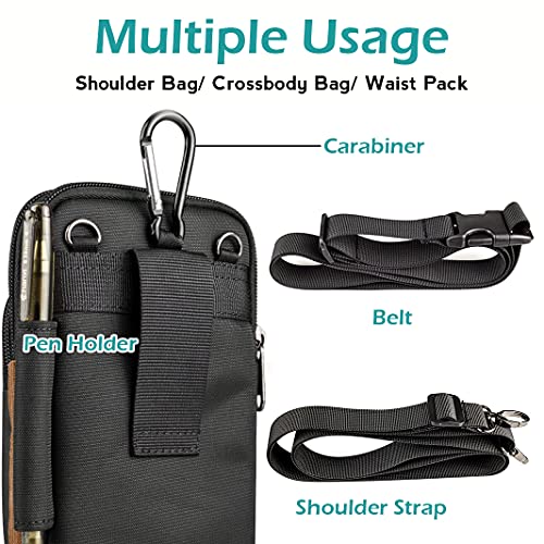 YOODI Pequeño Riñonera Bolso Hombres riñonera Impermeable Oxford Belt Purse Bag Bandoleras Molle EDC Tactical Phone Holder Bolso Bandolera Pequeño Tipo Cartera Clip para Cinturón, 2 Correas(Marrón)