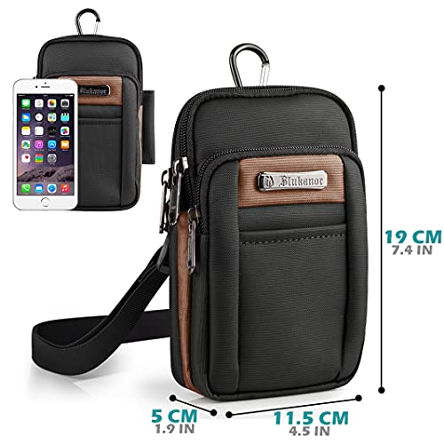 YOODI Pequeño Riñonera Bolso Hombres riñonera Impermeable Oxford Belt Purse Bag Bandoleras Molle EDC Tactical Phone Holder Bolso Bandolera Pequeño Tipo Cartera Clip para Cinturón, 2 Correas(Marrón)