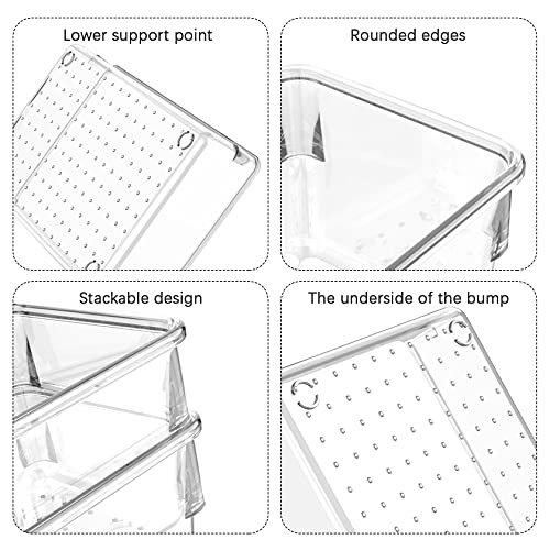 Yosemy 16 piezas Cajas Organizadoras,Organizadores Transparentes para Cajones con 100 piezas Pies de Goma Transparentes,Organizador Maquillaje para Tocador Cocina Baño