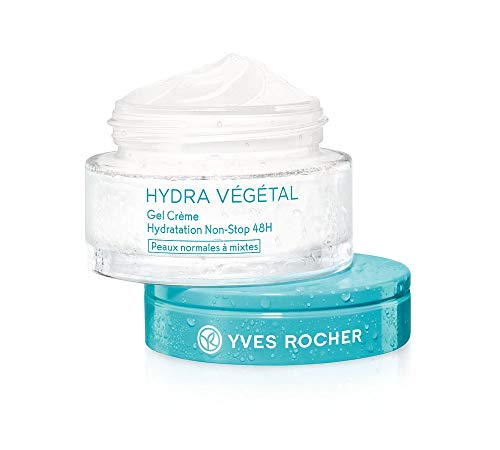 Yves Rocher Crema de gel Hydra Végétal Non-Stop hidratante 48 h, para día y noche, 1 bote de cristal de 50 ml