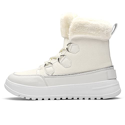 YWLINK Botas De Mujer,Invierno Casual Al Aire Libre Espesar CáLido Senderismo Deportes CordóN Botas De Nieve Zapatos De CañA Alta Botas Gruesas De Felpa Botas De Felpa Botas Negras (Blanco, 39)