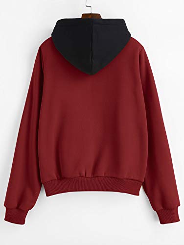 ZAFUL Sudaderas con Capucha Pullover para Mujer 2019 (Rojo, L (EU.40))