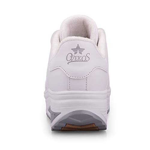 Zapatillas Casual para Mujer Zapatillas de Deporte Gimnasio Zapatos Cuña Cómodos Sneakers para Trotar Compras Blanco 37