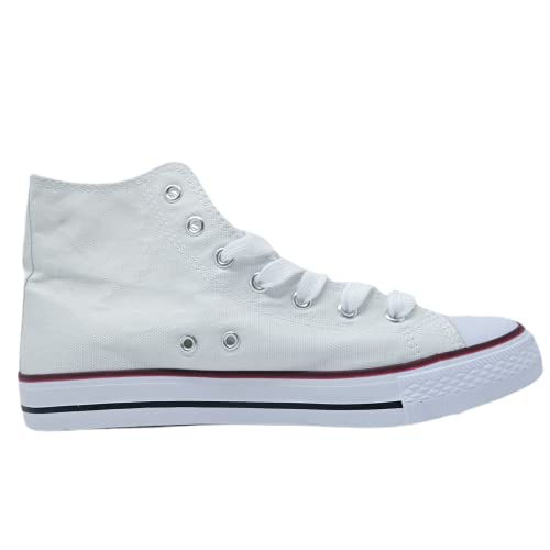 Zapatillas de Tela Caña Alta con Plataforma Estándar 3cm y Punta de Goma Unisex Tallaje 36 a 41 (Blanco, Numeric_41)