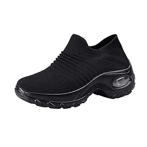 Zapatos Deporte Mujer Zapatillas Deportivas Correr Gimnasio Casual Zapatos para Caminar Mesh Running Transpirable Aumentar Más Altos Sneakers Negro Gris Morado Rojo 35-44 Negro 38