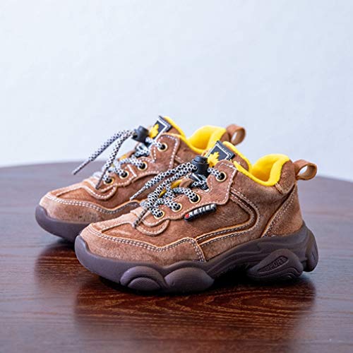 Zapatos Deportivos para niños otoño e Invierno cómodo Ante Cuero Antideslizante Grueso Fondo Zapatos Deportivos Planos Llevan Choque Resistente Absorbente Zapatos versátiles de Ocio versátil