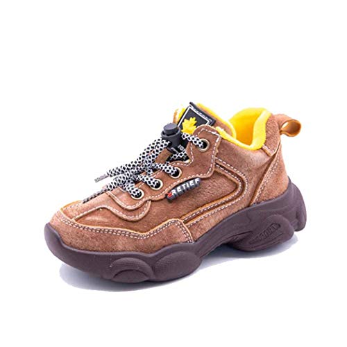 Zapatos Deportivos para niños otoño e Invierno cómodo Ante Cuero Antideslizante Grueso Fondo Zapatos Deportivos Planos Llevan Choque Resistente Absorbente Zapatos versátiles de Ocio versátil