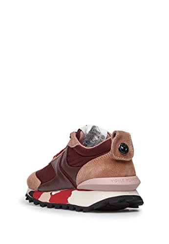 Zapatos Mujeres Sneakers VOILE BLANCHE Qwark Pink Burgundy Bordeaux Nylon Cuero