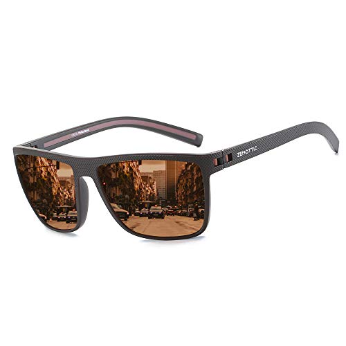 ZENOTTIC Gafas De Sol Polarizadas para Hombre Cuadradas Súper Liviana Marco TR90 Protección UV400