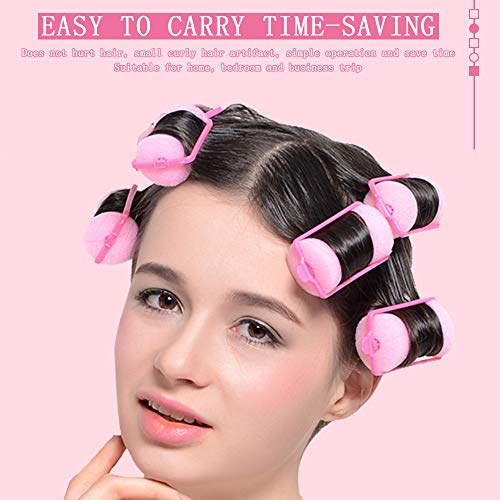 ZEVONDA Rodillos de Esponja de Espuma para el Cabello 18-28 Piezas - Herramientas de Rulos de Esponja Suave para Mujeres y Niños Peinado de Bricolaje (Rosa), 3.6 * 6.7CM / 18 piezas