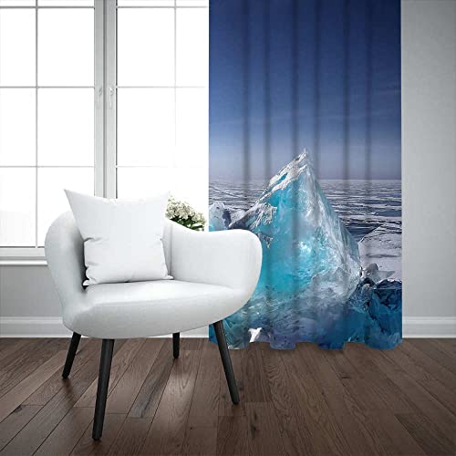 ZHDXDP Cortinas Infantiles Niño Icebergs, Nieve Cortinas Translucidas 3D Decorativas |Ojales 2 Piezas (260x200cm)