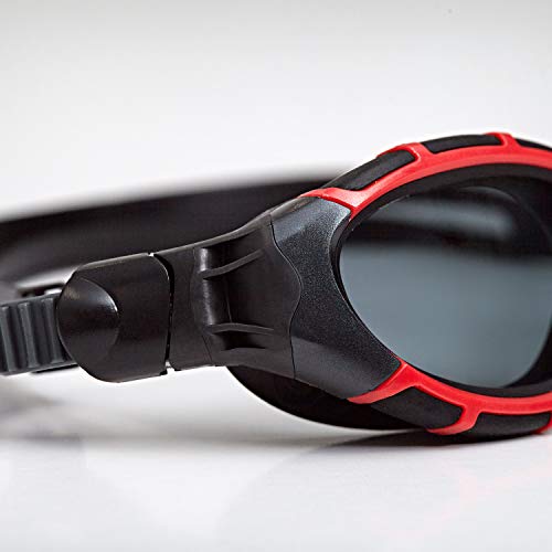 Zoggs Unisex Predator Flex Polarized Smaller Fit Gafas de natación, Red/Black/Smoke Polarized, S