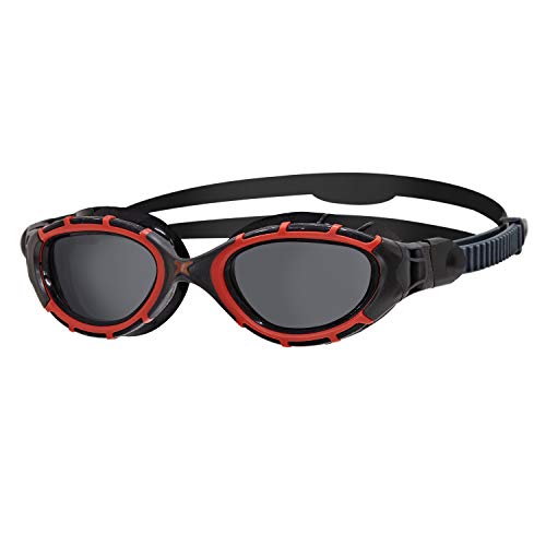 Zoggs Unisex Predator Flex Polarized Smaller Fit Gafas de natación, Red/Black/Smoke Polarized, S