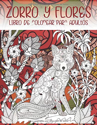 Zorro y flores - Libro de colorear para adultos