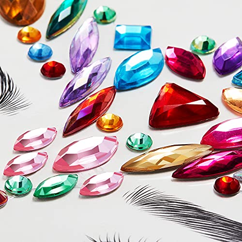 10 Hojas Pegatinas Faciales de Joya de Sirena de Gemas Diamantes de Imitación Tatuajes Temporales de Ojos Cara Cuerpo Pegatinas de Piedras Preciosas de Lágrimas de Cristal (Estilo Elegante)