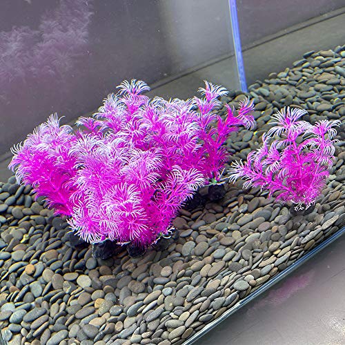 10 unids/4 pulgadas/plantas de acuario, decoraciones de peces, plantas artificiales de plástico, peces de colores, escondite de peces, conjunto de tamaño pequeño (blanco/púrpura plantas acuáticas)