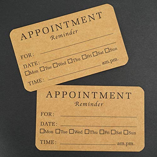 100 tarjetas de recordatorio de citas de papel kraft para negocios, peluquería, terapeuta de masaje, médicos médicos y más – Paquete a granel de tus próximas tarjetas de cita