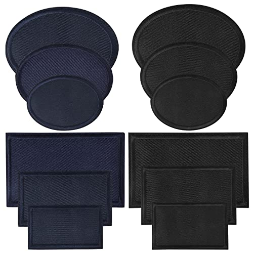 12 Piezas Parches Termoadhesivos, Parches de Vaquero, Reparación Parches Mezclilla, Reparación Vaquera Parches para Jeans Ropa Sombreros Chaquetas - Negro y Azul Oscuro