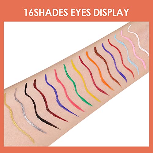 15 colores Neon Eyeliner Pen Agua Mate A prueba de manchas Colorido Lápiz Delineador de ojos líquido Brillo Arco iris Delineadores de ojos de alta precisión Set Maquillaje de ojos de secado rápido