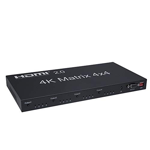 2.0 HDMI Matrix 4x4 4K @ 60Hz RGB/YUV 4：4：4 Switch Splitter 4 Entradas 4 Salida a través de RS232 o IR Remoto