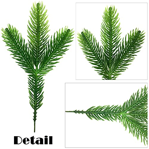 20 Piezas Ramas de Pino Artificiales + 20 Piezas Baya Roja Artificial,Ramas de Abeto Artificial Plástico,para decoración del hogar, decoración de Corona de Navidad