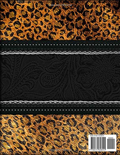 2021-2023 Planner: 3 Three Year Monthly Leopard Turquoise Silver Print Western Style Planner 8.5x11 With Contact List, Birthday Reminder, Password Log ... Ribbon Cover is Perfect for Women and Teens