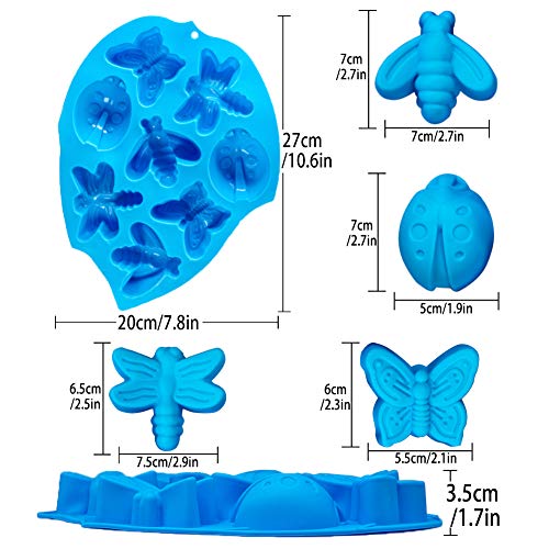 3 moldes de silicona de Veinardl para chocolate, 24 cavidades en 3D, para magdalenas, galletas, para bombas de grasa, dulces, cupcakes, jabón, velas, color azul, rojo y rosa