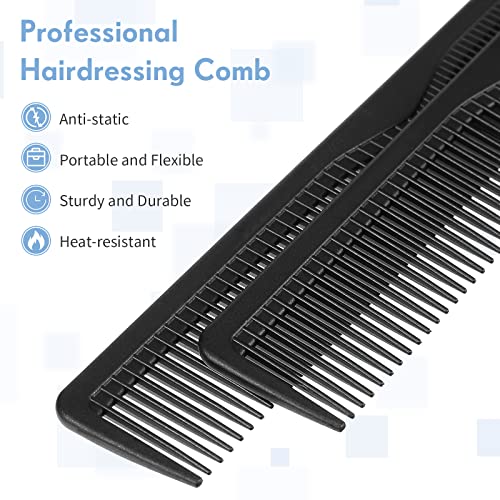 3 Paquetes Peines de Fibra de Carbono Peine de Corte Antiestático Negro Peine Profesional de Peluquería de Dientes Finos y Anchos para Mujeres Niños Todo Tipo de Cabello 7,28 x 1,18 Pulgadas