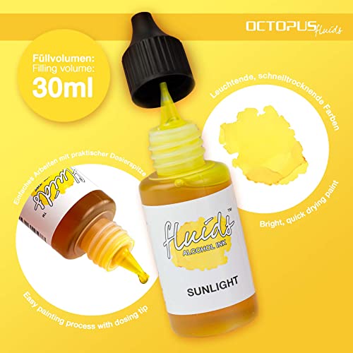 30ml Fluids Alcohol Ink SUNLIGHT, Tinta al alcohol para Fluid Art y Resin Art, amarillo