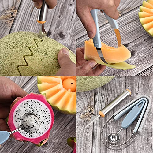 4pcs Cuchara MelóN MultifuncióN Cuchillo Para Trinchar Cuchillo Tallado Fruta Frutas Para Helados Herramienta Tallado Herramienta Ensalada Frutas Cuchillo Cuchillo Trinchar Melones Y Frutas 4 En 1