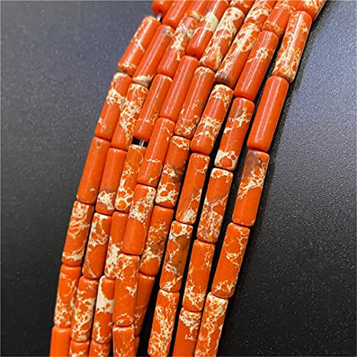 4X13 Mm Colorido Emperador Jaspers Lapislázuli Cilindro Forma Suelta Joyería Collar Pulsera Diy Accesorios Naranja Imperial