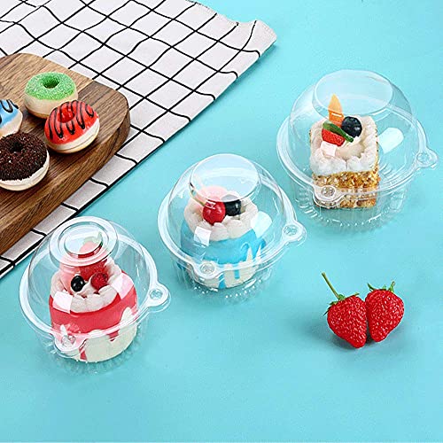 50 Piezas Cajas Individuales para Cupcakes y Magdalenas,Caja Individual de Plástico Transparente, para Magdalenas, Muffins, Frutas,Adecuada para Familia, Fiestas, Bodas, Pastelerías